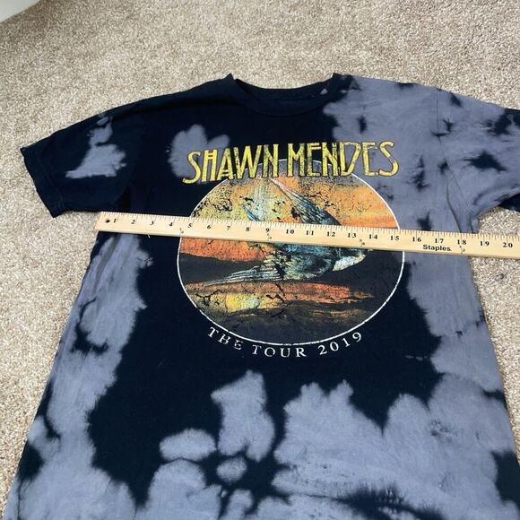 Shawn Mendes 2019 The Tour Concert T-Shirt Tye Dye black/gray SZ M - Picture 3 of 6